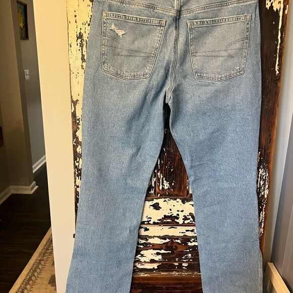 NWT American Eagle stretch raw hem women’s festival wide leg jeans. Size 12 Reg - Picture 2 of 14